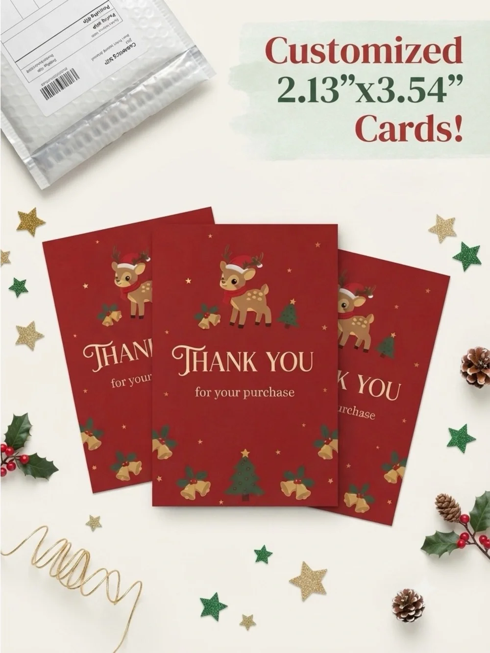 150pc Bundle: 25 Poly Mailers, 25 Cards & 100 Stickers